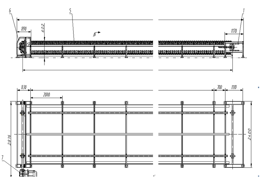 Flat chain conveyor layout